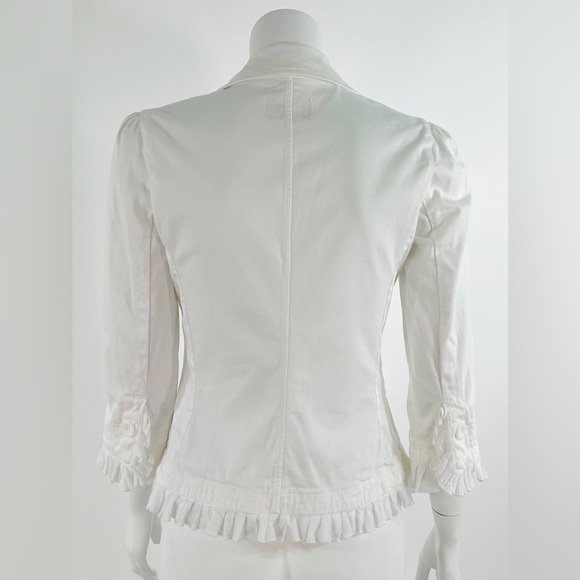 Juicy Couture Vintage Ruffle Trim Jacket White Cotton size 2 Made With Love P&G - Picture 5 of 12
